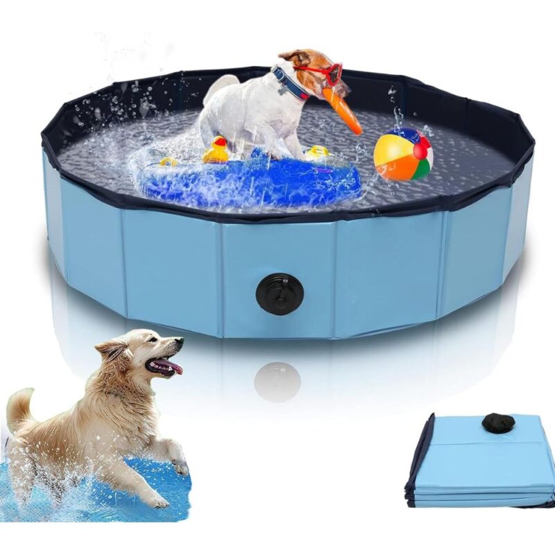 Piscina per Cani Ø160cm Antiscivolo Pieghevole Resistente e Facile da Riempire