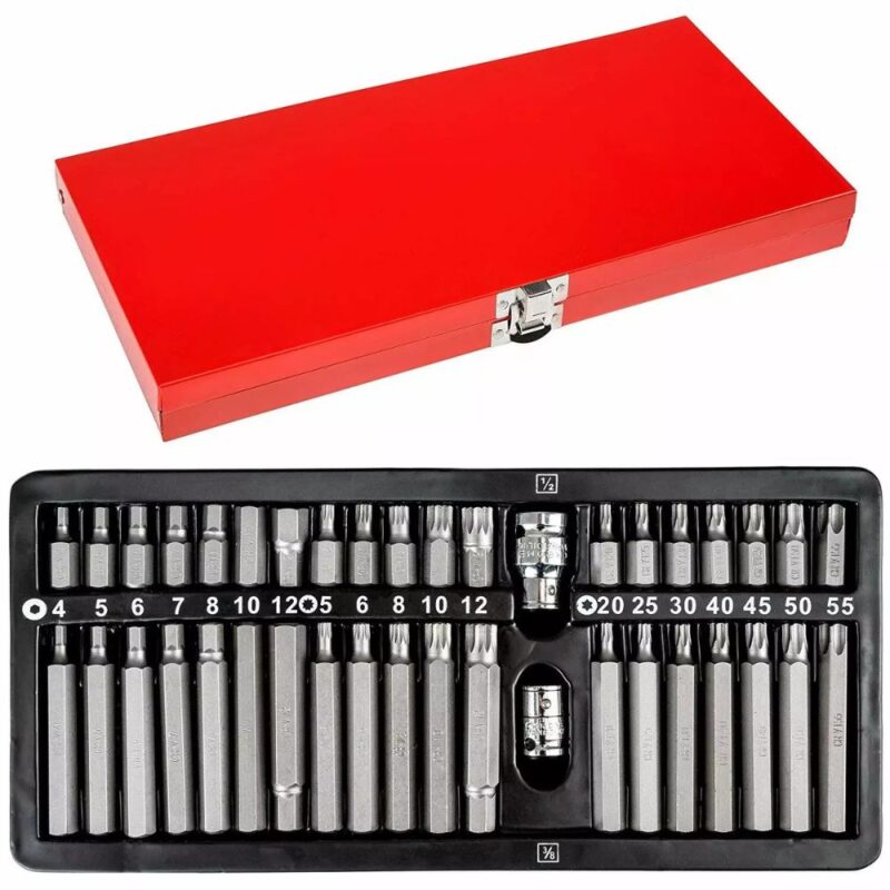 Kit Chiavi Torx Professionali 54 Pezzi Esagonali, Mille Righe Anti Spanatura